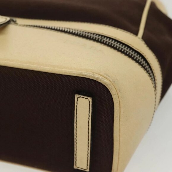 PRADA Hand Bag Canvas Leather Beige Brown Auth bs29303 - Picture 3 of 16